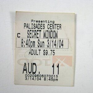 Vintage 2004 Palisades Center Movie Ticket Secret Window Memorabilia Stub